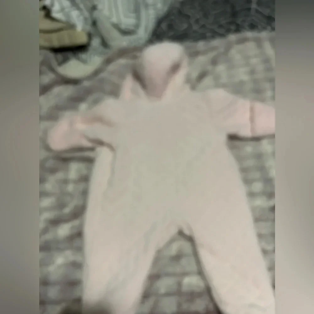Little Me Blush Pink Bear Quilted Hooded Double Zip Footed Insulated Pram 6-9m